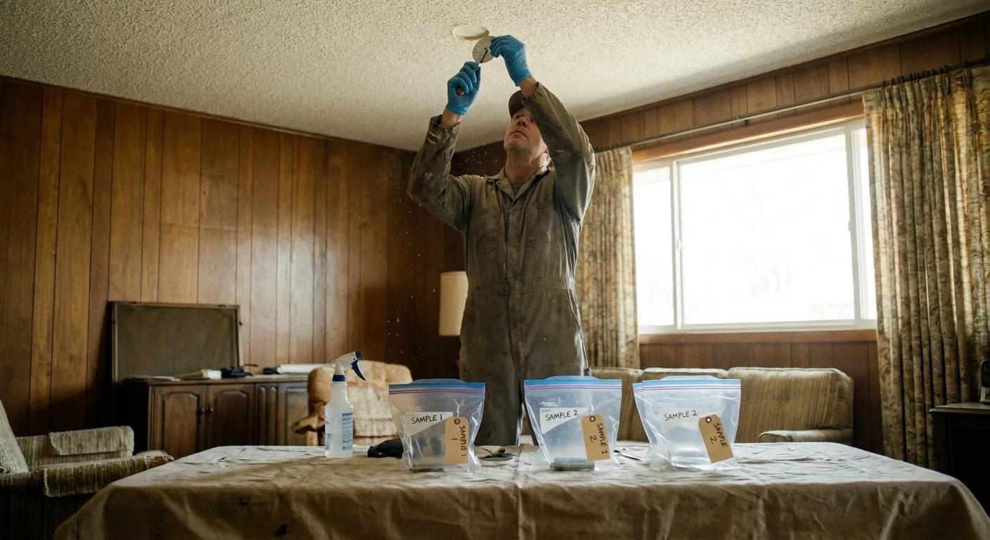 Residential asbestos testing sample being collected in a Broward County home