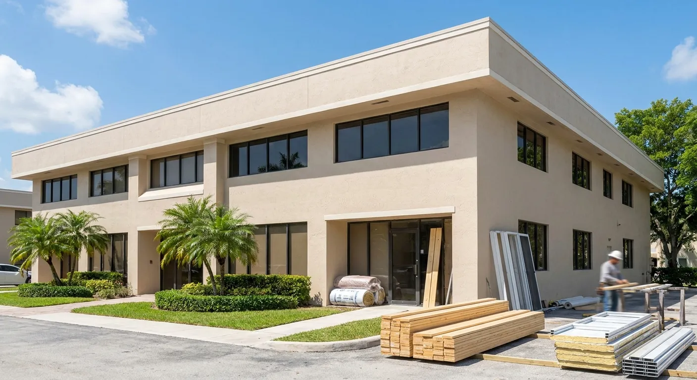 Weston, FL office building in a commercial build-out, when asbestos testing is often required